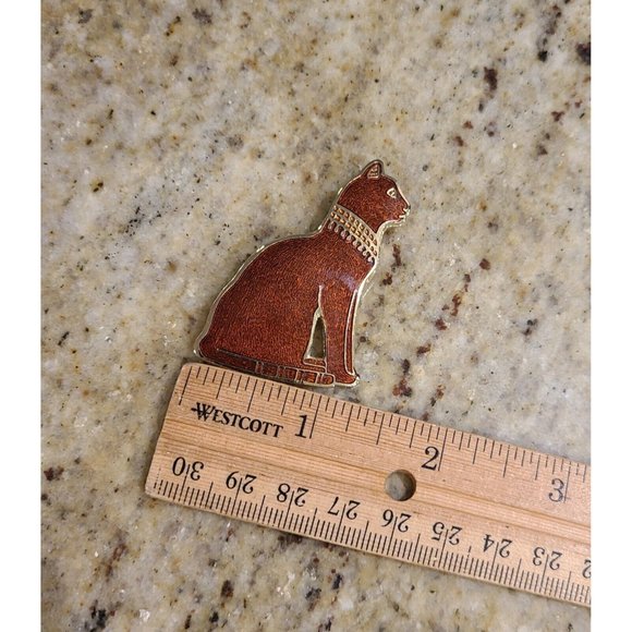 Fish & Crown Cloisonne Orange Cat Fancy Egyptian Collar Brooch Pin - Picture 9 of 10